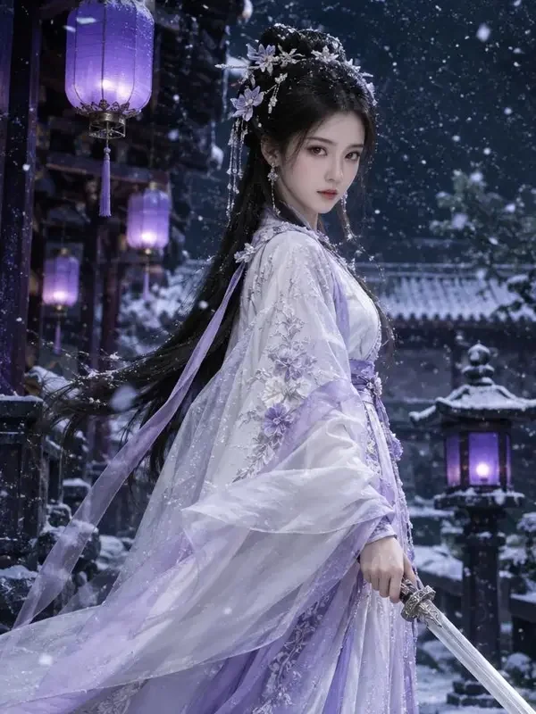 短剧《雪落长安刀》封面，古装题材，糯米短剧 78 集合集